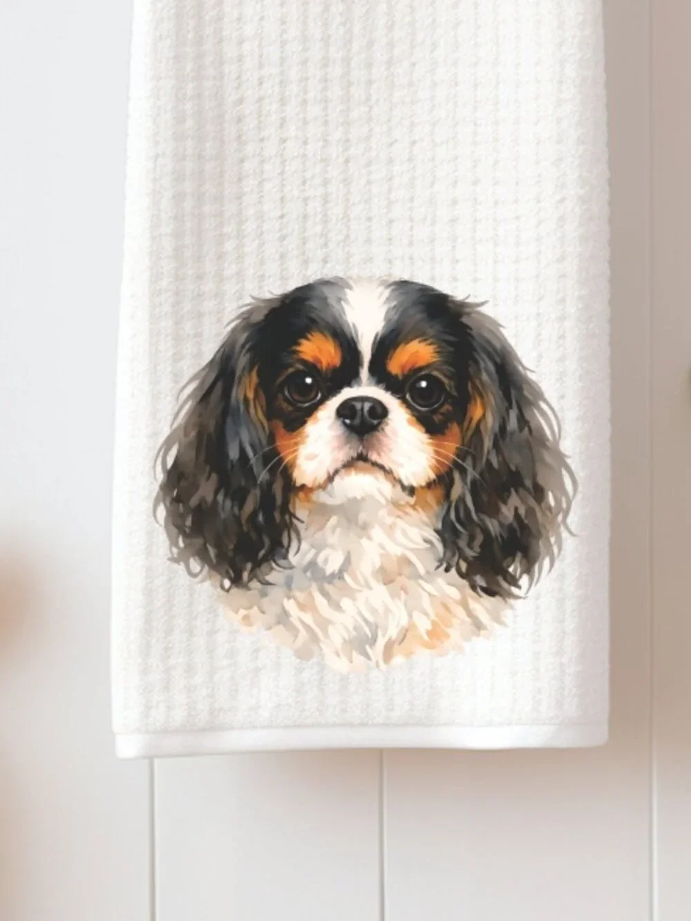 English Toy Spaniel Dog Waffle Weave Decorative Kitchen Tea Towel